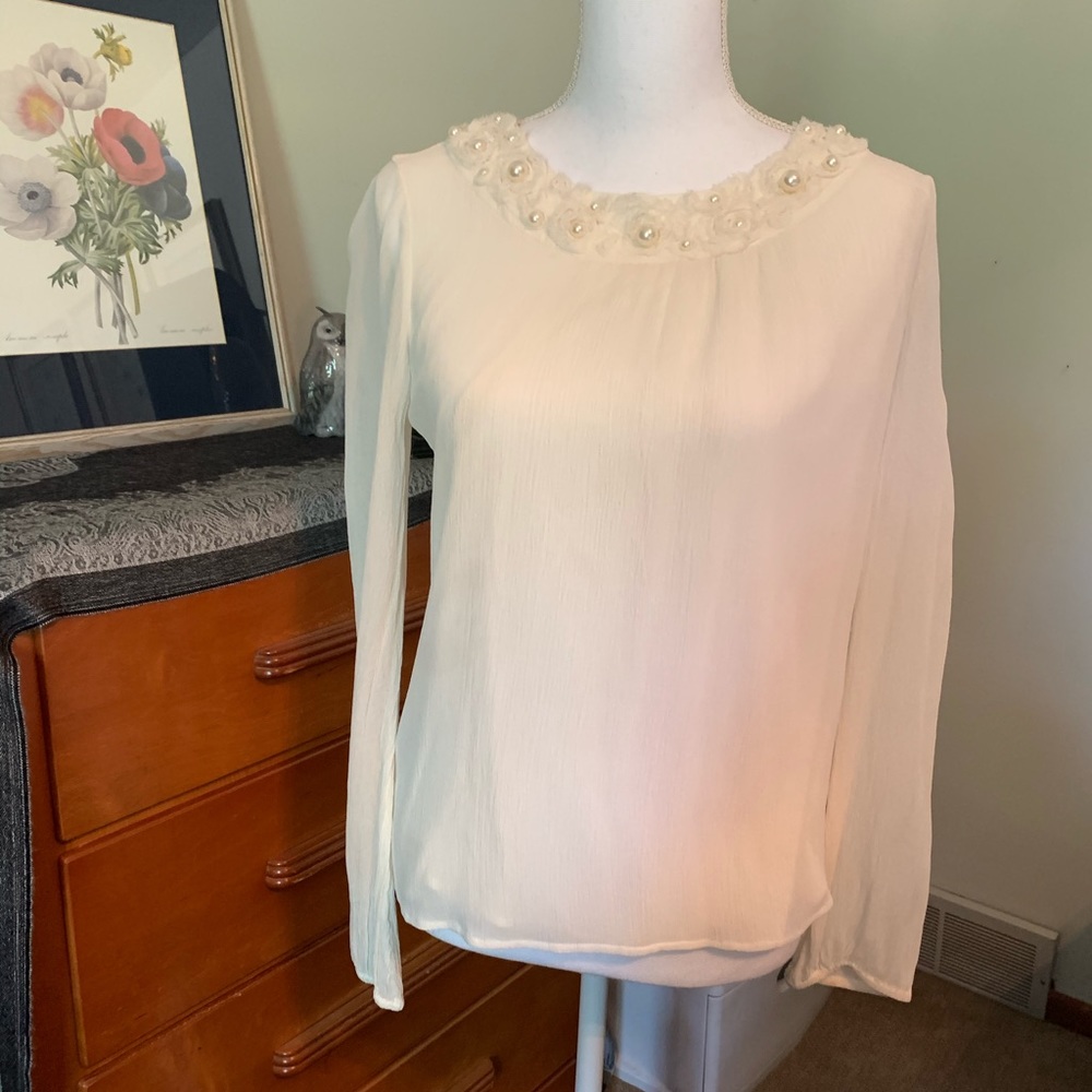 St. John Silk Blouse with Floral Details: 6